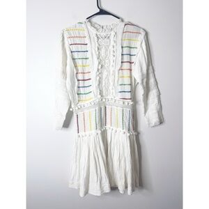 Place Nationale Embroidered Mini Dress with Pom Pom size 2